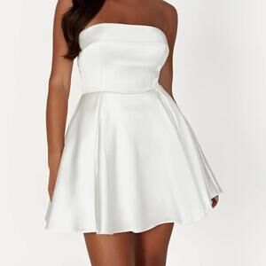 MESHKI Eileen Mini Dress White Bridal 3XL NWT Luxury Minimal Summer Wedding